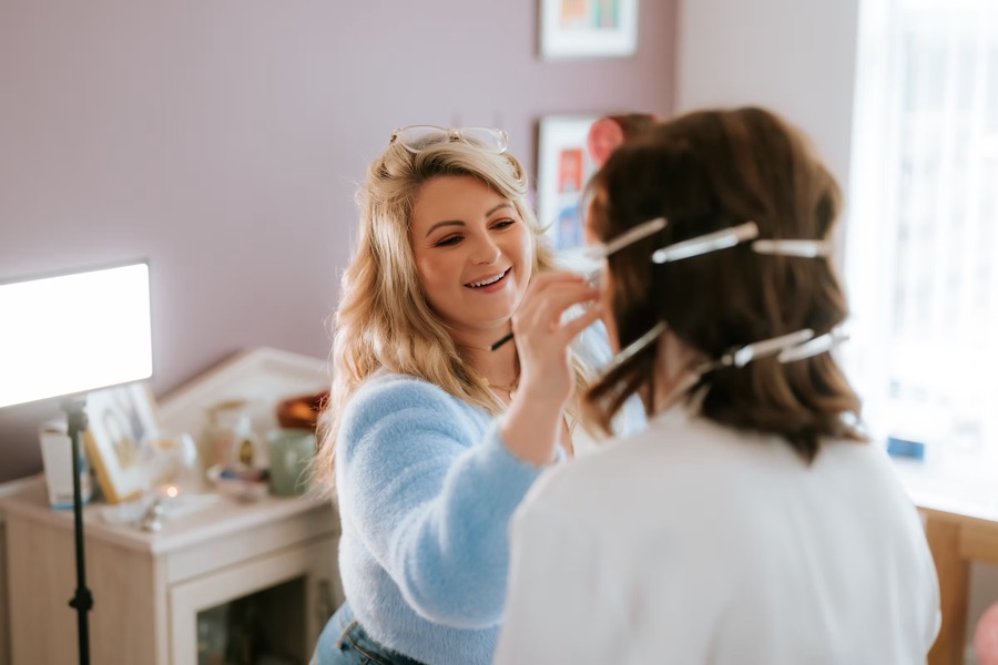 Danielle with a bride on the wedding morning